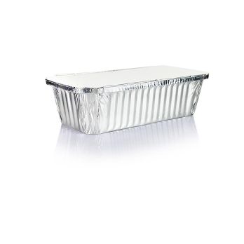 Einweg Aluschalen Take Away, Rechteckig mit Deckel, 5,4x11x21,3cm, 1l, 10 St