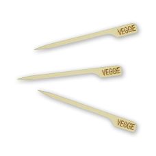 Bambus-Spieße, mit Blattende, mit Aufschrift Veggie, 9cm, 250 St