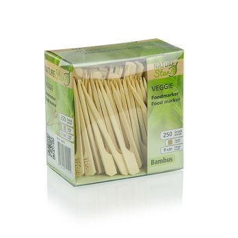 Bambus-Spieße, mit Blattende, mit Aufschrift Veggie, 9cm, 250 St