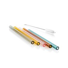 Glas-Trinkhalme, gerade & bunt, ø8mm (1,5mm Wand), 15cm, 50 St