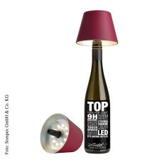 Tischleuchte TOP, für Flaschen, mit Akku, 11x12,5cm, Kunstst., bordeaux(78374), 1 St