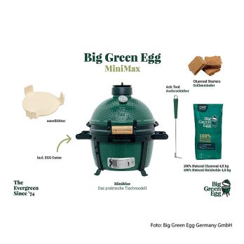 Big Green Egg - STARTER SET BBQ Grill Mini Max, Ø33cm, + 4-tlg Zubehör, 5 tlg.