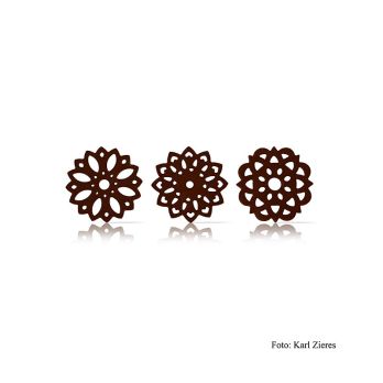 Schokoaufleger Flower dark (Blume), dunkel, 3 Designs, Dobla, 219 g, 216 St