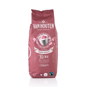 Van Houten Ground Ruby Chocolate, Trinkschokoladen Pulver, 1 kg