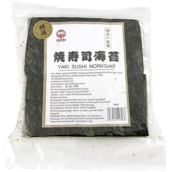 Yakinori halbe Größe, getrocknete Algenblätter, geröstet, Gold, 125 g, 100 Blatt