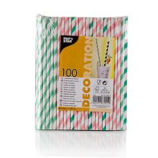 Einweg Papier Trinkhalme Streifen, 4 Farben, 20cm, 100 St