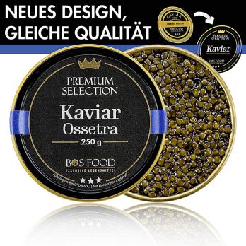 BOS FOOD Premium Selection - Ossetra/Osietra Kaviar, Acipenser gueldenstaedtii, China, 250 g