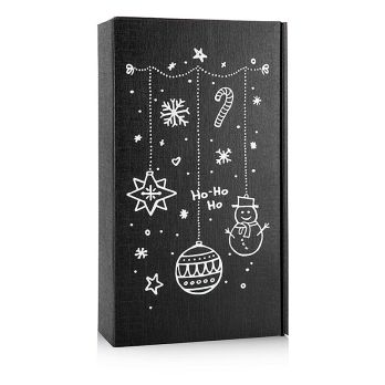 Weinpräsentkarton Seta Schwarz X-Mas, 2er Präsentkarton, 360x180x90mm, 1 St