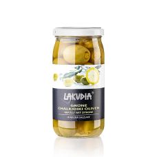 Grüne Oliven Chalkidiki , ohne Kern, mit Zitrone, Lakudia, 355 g