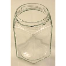 Glas, sechseckig, 287 ml, ø 63mm Mündung, ohne Deckel, 1 St