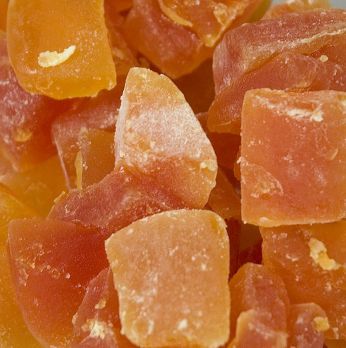 Papaya-Chunks, große Stücke, getrocknet, gezuckert, geschwefelt, 1 kg