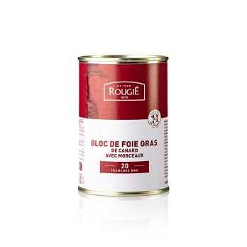 Entenleberblock, mit Stücken, rund, Halbkonserve, Foie Gras, Rougié, 400 g