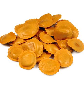 Frische Agnolotti mit Tomate-Mozzarella-Füllung, rund und rot, Sassella, 500 g