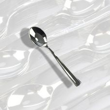 Einweg Silberkaffeelöffel, Kunststoff, silberfarben, 13cm, 100 St