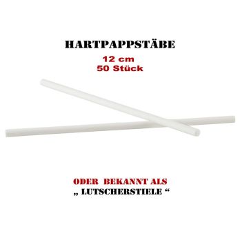 Hartpappstäbe, Lutscherstiele (weiß), beidseitig stumpf, ø ca. 3,8mm, 12cm, 50 St