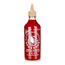Chili-Sauce - Sriracha, scharf, mit Knoblauch, Squeeze Flasche, Flying Goose, 455 ml