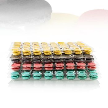 Macarons Mischung 2 (je 96 x Schwarz, Cassis, Zitrone, Türkis), ca. Ø3,5cm, 921 g, 384 St