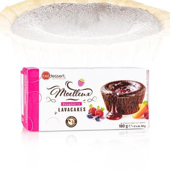 Schoko-Lavakuchen mit flüssigem Himbeerkern, beldessert, TK, 1,08 kg, 12 x 90g
