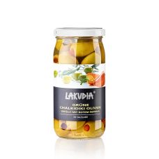 Grüne Oliven Chalkidiki , ohne Kern, mit Paprika, Lakudia, 355 g