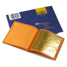 Gold - Blattgold Heftchen, 22 Karat, 80 x 80 mm, E175, 25 Blatt