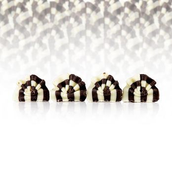 Deko-Aufleger Forest Mini - Schokofächer, weiße/dunkle Schokolade, 33x26mm, 1 kg, ca.500 St