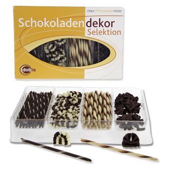 Schoko Dekorsortiment  - Selektion 2, 4 Sorten Cigarillos & Fächer, 260 g, ca.90 St