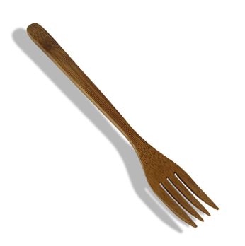 Mehrweg Bambusgabeln, spülmaschinengeeignet, dunkelbraun, 20cm lang, 25 St