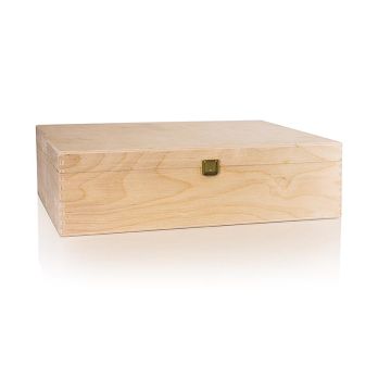 Wein Präsentverpackung Holzkiste mit Scharnierdeckel, 3er, 370x258x98mm, 1 St