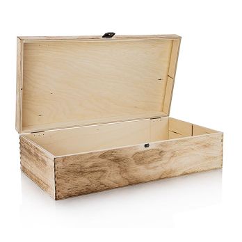 Weinpräsentkarton Holzkiste geflämmt, 2er Präsentkarton, 370x185x98mm, 1 St