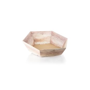 Präsentkorb, 6-eckig, Wood, -klein-, 290x270x60/105, 1 St