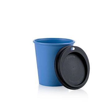 Mehrweg Kaffeebecher ToGo, 200ml, Blau mit Deckel , 100 St