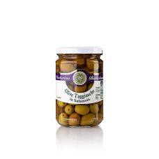 Oliven Mischung, grüne & schwarze Taggiasca-Oliven, mit Kern, in Lake, Venturino, 290 g