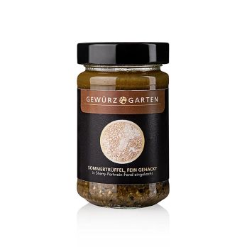 Gewürzgarten Sommertrüffel Brisures, fein gehackt in Portwein-Fond eingekocht, 225 g