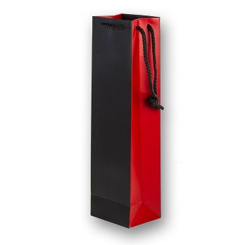 Weinpräsenttasche, Flaschentüte, 1er, braun/rot, 360x100x80mm, 1 St