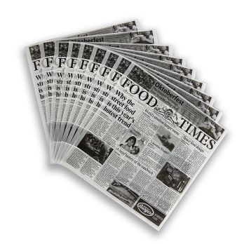 Einweg Snack Papier mit Zeitungspapierdruck, ca.290x300mm, Food Times, 500 Blatt