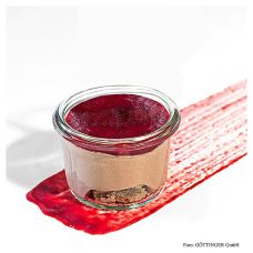 Schokoladencreme m.Himbeerfruchtmarkt auf Nusskuchen, vegan, TK, 720 g, 12 x 80ml