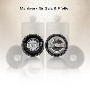 Salz & Pfeffermühle, NIGHT CHIC LINE, mattschwarz, 12cm, inkl. Edelstahltrichter, 1 St