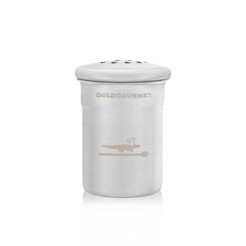 Gold - Edelstahlstreuer für Blattgoldflocken, ø 5cm/6cm hoch, ohne Inhalt, 1 St