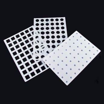 Einfüllhilfe für Universal-Tartelettes, 3-tlg., Noppen+runde+quadratische Platte, 3 tlg.