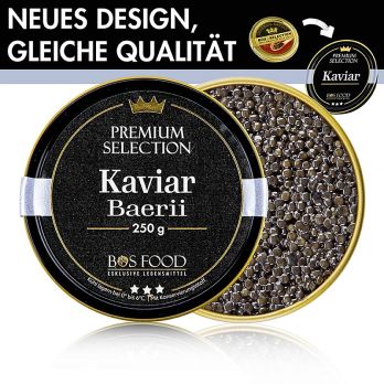 BOS FOOD Premium Selection Kaviar vom sibirischen Stör (Acipenser baerii), Aquakultur China, 250 g
