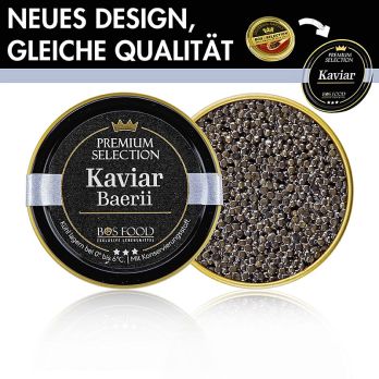 BOS FOOD Premium Selection Kaviar vom sibirischen Stör (Acipenser baerii), Aquakultur China, 30 g