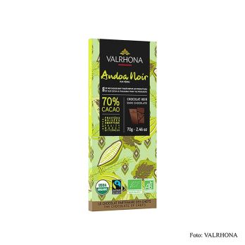 Valrhona Andoa Noire, Couverture dunkel, Tafel, 70 % Kakao, BIO, 70 g