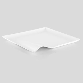 Einweg Teller Wave, aus Zuckerrohrfasern, weiß, quadratisch mit Welle, 15x15cm, 100 St