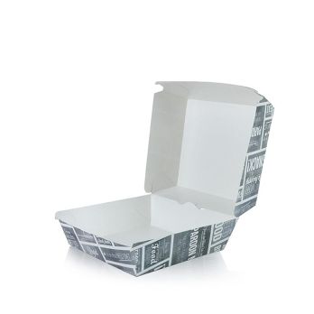 Einweg Burger-Box L, 120x120x100mm, Pappe, Kreide Konzept, 400 St