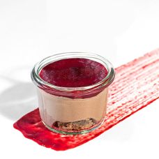 Schokoladencreme m.Himbeerfruchtmarkt auf Nusskuchen, vegan, TK, 720 g, 12 x 80ml