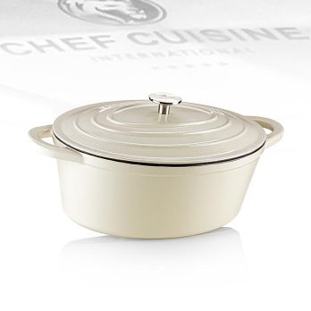 Bräter Oval, mit Deckel, beige, Gusseisen/Emaille, Chef Cuisine, 1 St