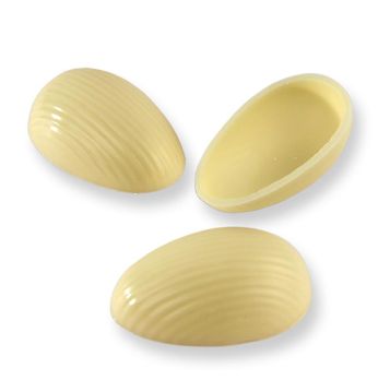 Pralinen-Ei-Halbschalen, weiße Schokolade, groß, 44x29mm, Läderach (Ostern), 462 St