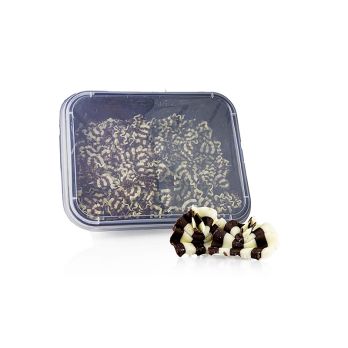 Deko-Aufleger Forest Mini - Schokofächer, weiße/dunkle Schokolade, 33x26mm, 1 kg, ca.500 St