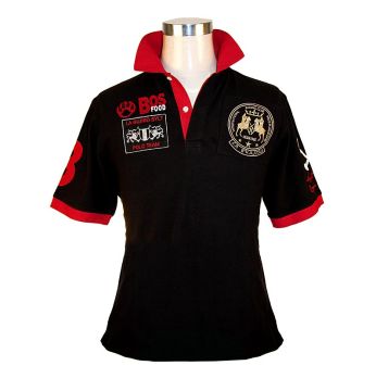 BOS FOOD EDITION Polo-Shirt La Guajiro, Kurzarm, schwarz/rot, Herren Gr. S, 1 St