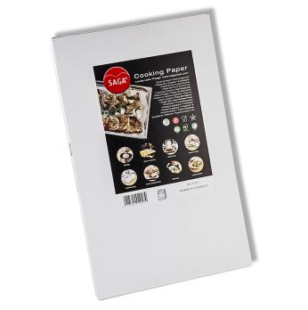 Saga Kochpergament (Backpapier), auf 32,5 x 53cm geschnitten, im Spender, 500 Blatt